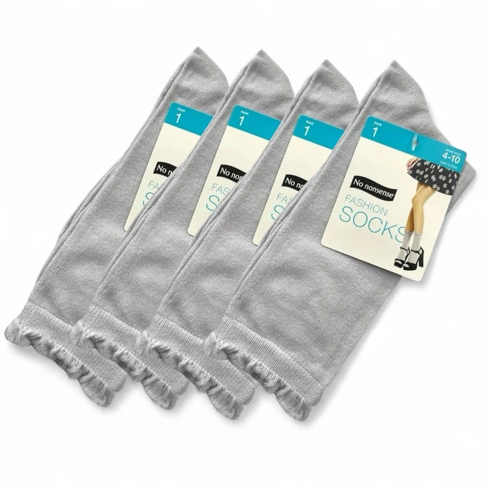 No Nonsense Womens‎ Fashion Socks Soft Grey Shoe Size 4-10 New 4 pairs